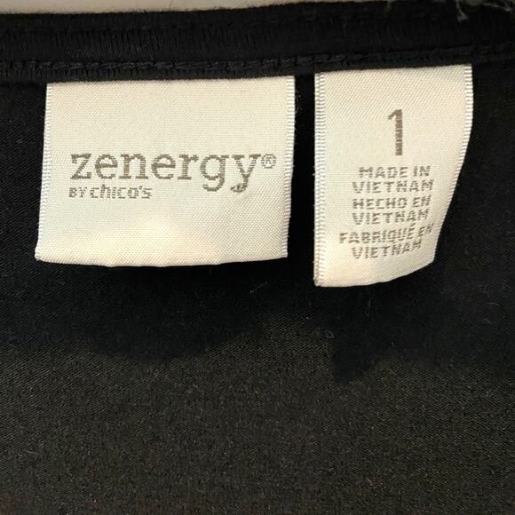 CHICO’S ZENERGY | Black White Textured Knit Stripe Top | Size 1 Medium - Picture 6 of 8